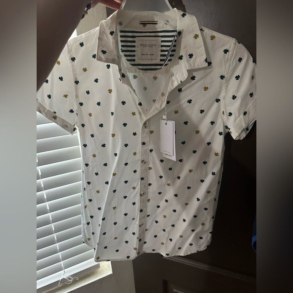 Bonobos White and Green Casual Button Down Shirt